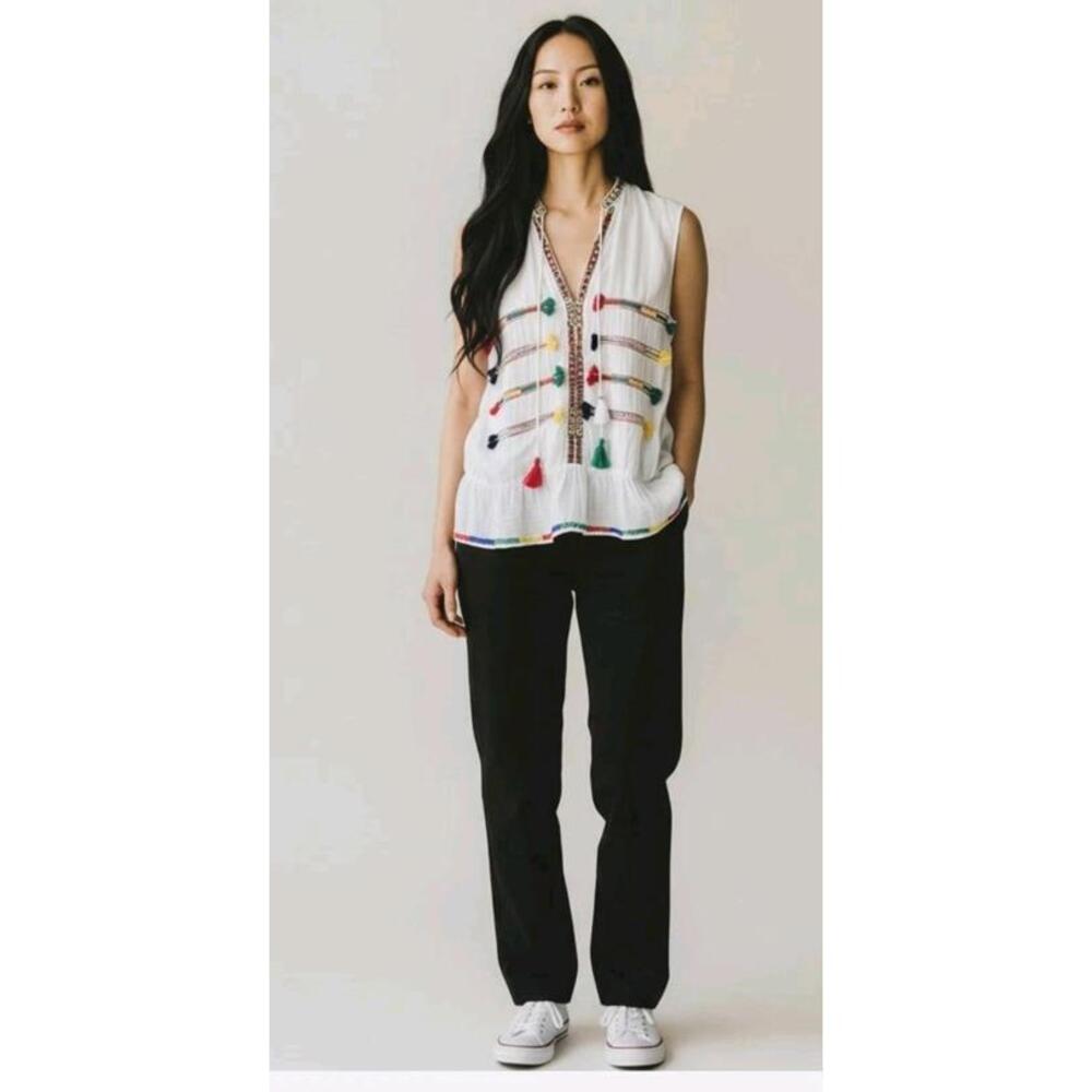 PIPER by Townsen Embroidered V-Neck Sleeveless Top size XS